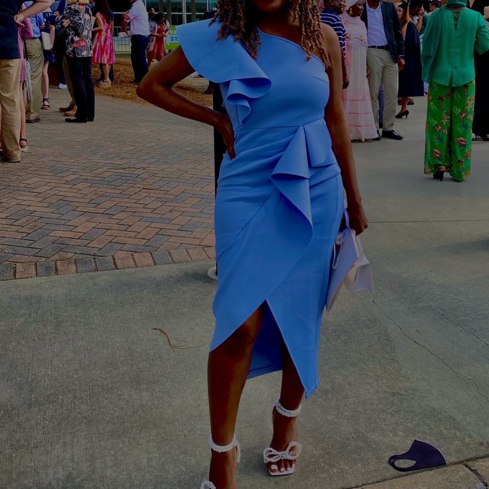 Sky blue one hand dress